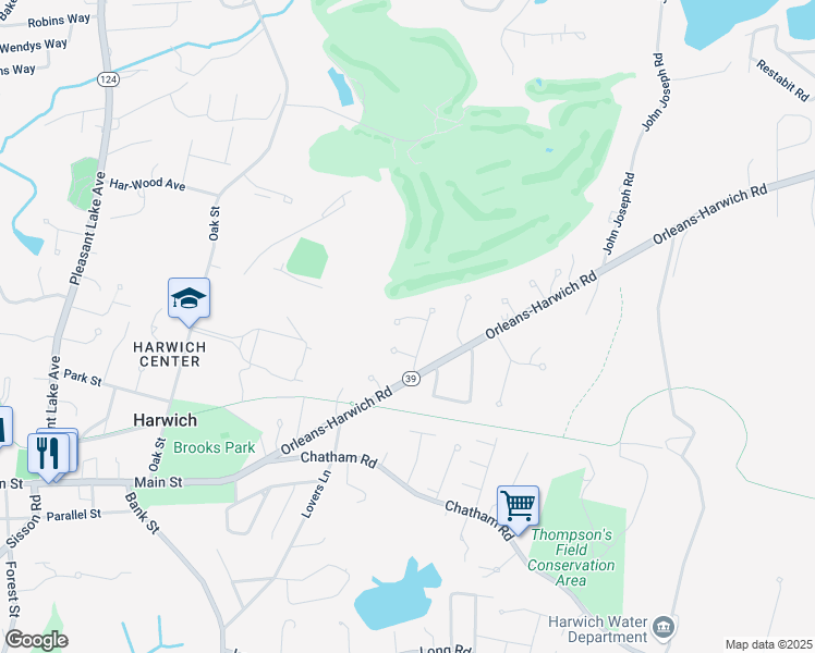 map of restaurants, bars, coffee shops, grocery stores, and more near 4 Hope Lane in Harwich