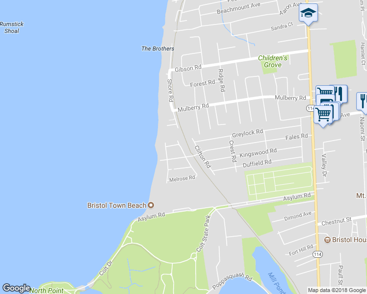 map of restaurants, bars, coffee shops, grocery stores, and more near 34 Loring Road in Bristol