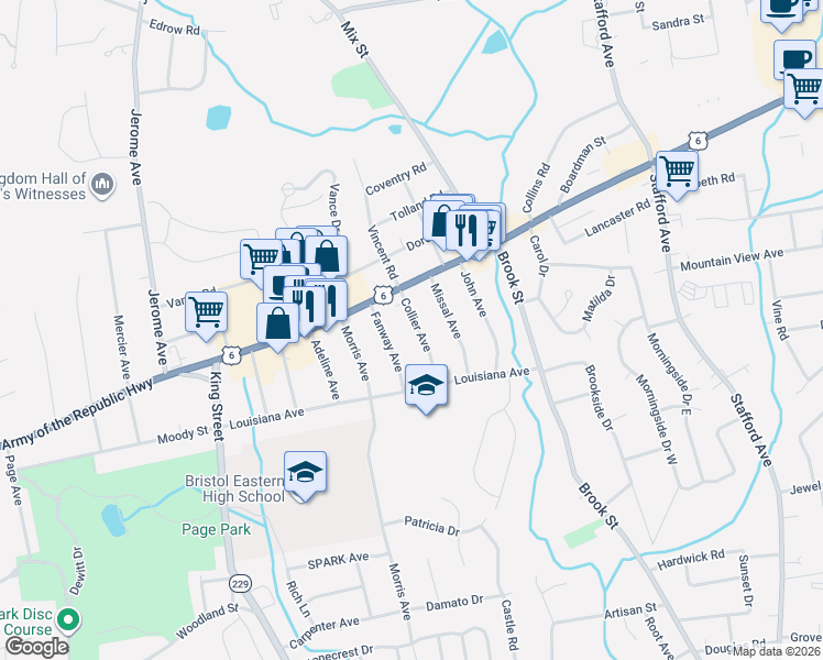 map of restaurants, bars, coffee shops, grocery stores, and more near 42 Collier Avenue in Bristol