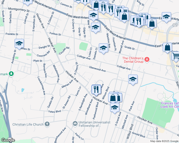 map of restaurants, bars, coffee shops, grocery stores, and more near 28 Glenwood Avenue in Poughkeepsie