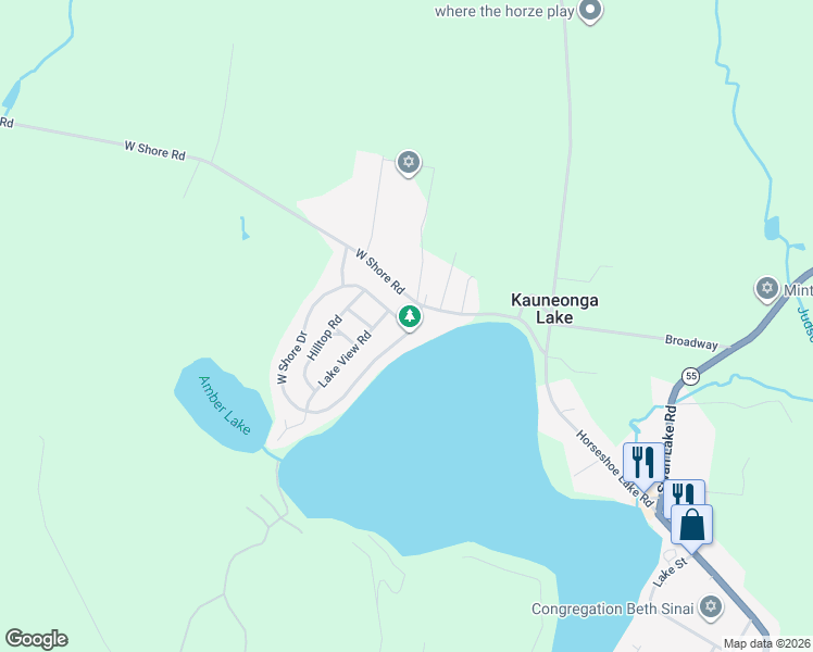 map of restaurants, bars, coffee shops, grocery stores, and more near 4173 West Shore Drive in White Lake