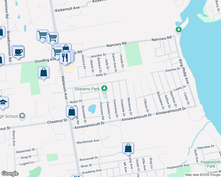 map of restaurants, bars, coffee shops, grocery stores, and more near 43 Greenway Drive in Bristol