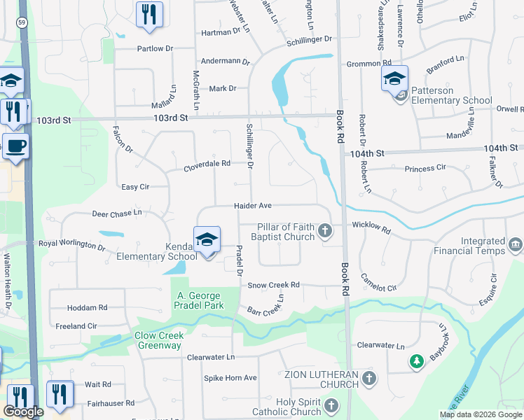 map of restaurants, bars, coffee shops, grocery stores, and more near 2252 Haider Avenue in Naperville