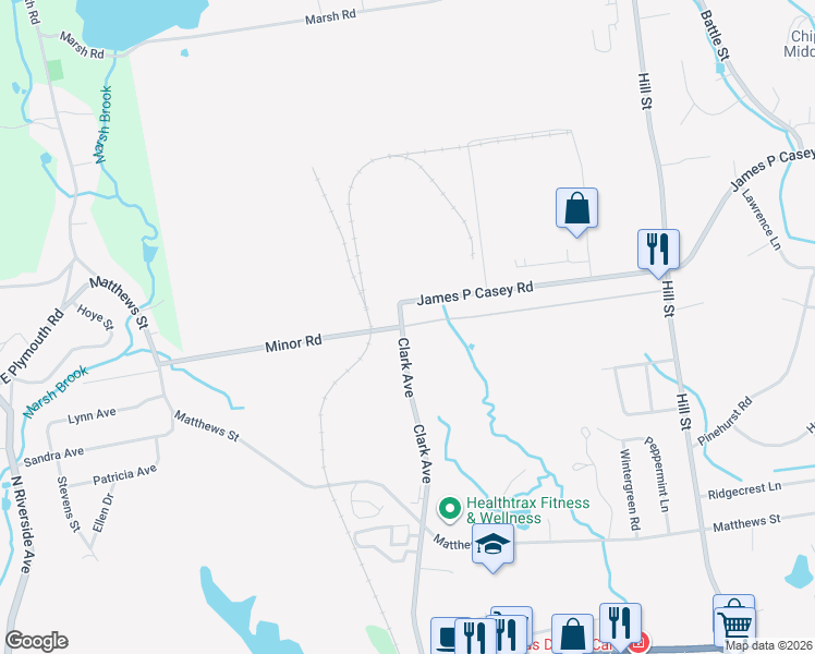 map of restaurants, bars, coffee shops, grocery stores, and more near 600 Clark Avenue in Bristol
