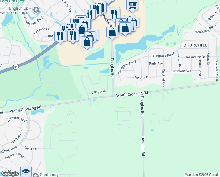map of restaurants, bars, coffee shops, grocery stores, and more near 220 Julep Avenue in Oswego