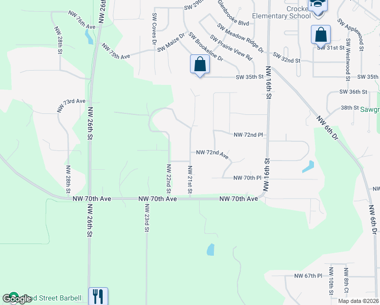 map of restaurants, bars, coffee shops, grocery stores, and more near Northwest 21st Street in Saylorville