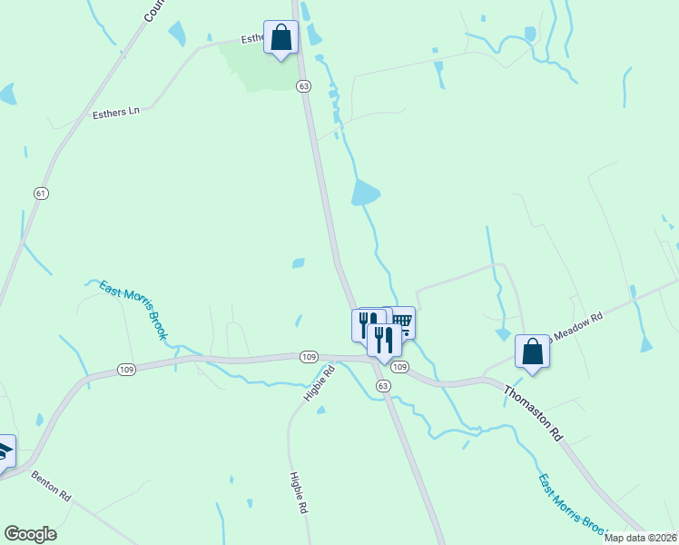 map of restaurants, bars, coffee shops, grocery stores, and more near Connecticut 63 in Morris
