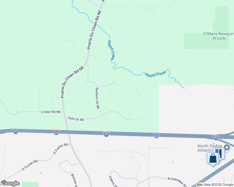 map of restaurants, bars, coffee shops, grocery stores, and more near 2304 Kent Court Northeast in Iowa City