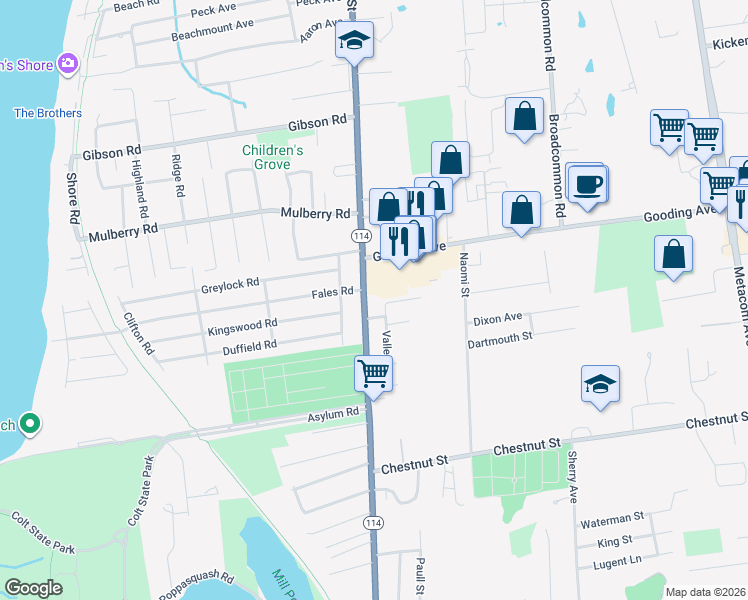 map of restaurants, bars, coffee shops, grocery stores, and more near 29 Valley Drive in Bristol