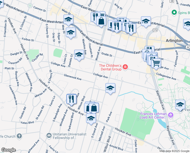map of restaurants, bars, coffee shops, grocery stores, and more near 63 Meyer Avenue in Poughkeepsie