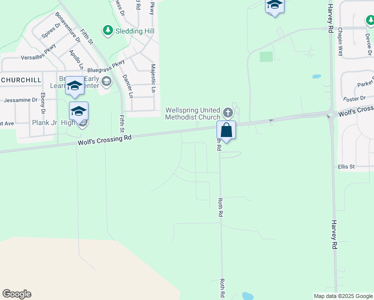 map of restaurants, bars, coffee shops, grocery stores, and more near 1405 Wolf Road in Oswego