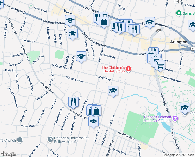 map of restaurants, bars, coffee shops, grocery stores, and more near 63 Meyer Avenue in Poughkeepsie