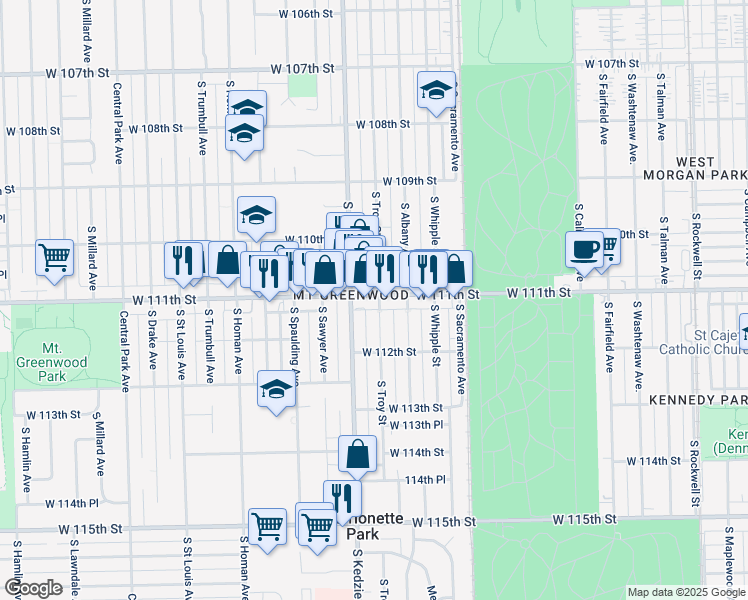 map of restaurants, bars, coffee shops, grocery stores, and more near in Chicago