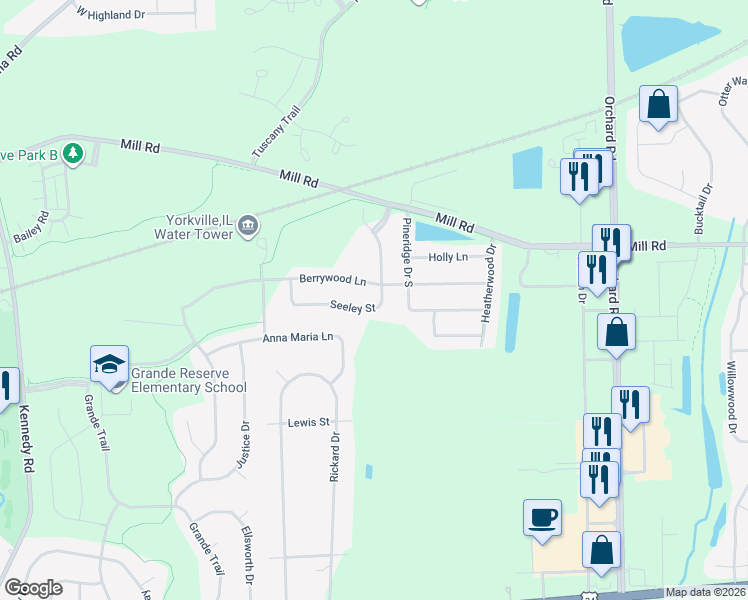 map of restaurants, bars, coffee shops, grocery stores, and more near 3285-3305 Seeley Street in Yorkville