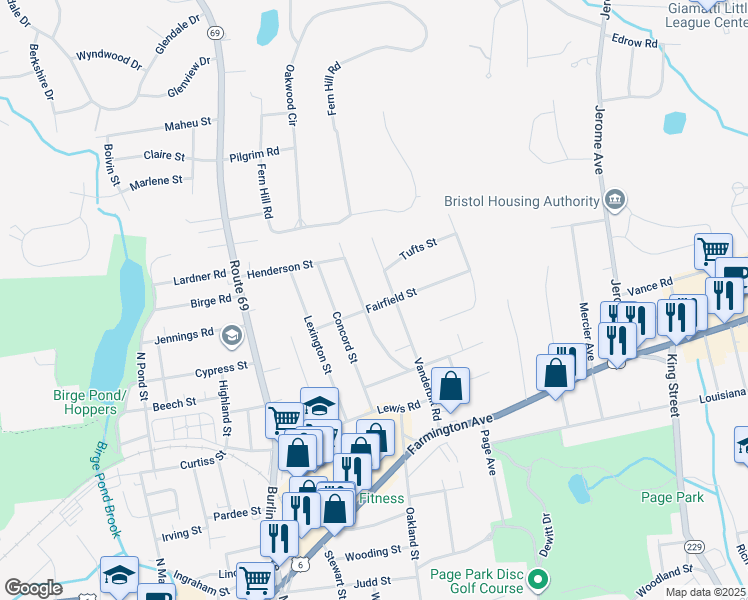 map of restaurants, bars, coffee shops, grocery stores, and more near 79 Fairfield Street in Bristol