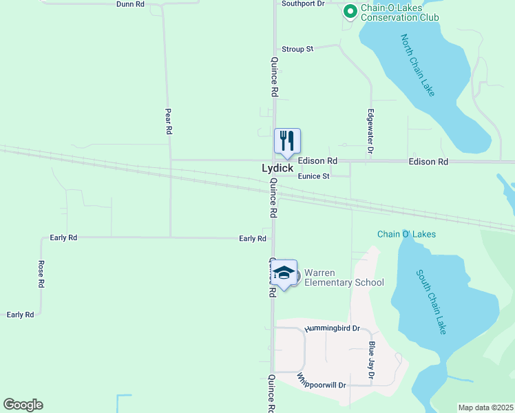 map of restaurants, bars, coffee shops, grocery stores, and more near 55195-55283 Quince Road in South Bend