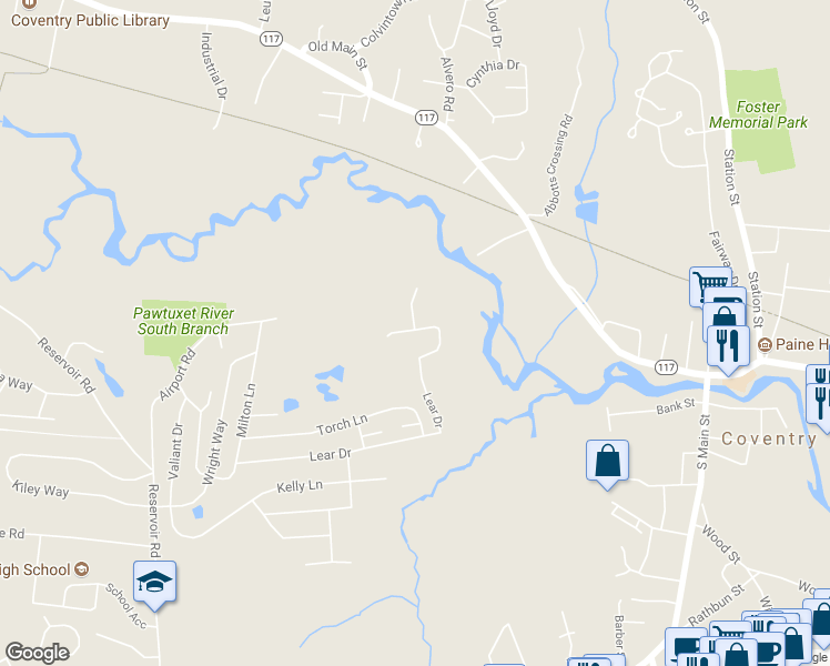 map of restaurants, bars, coffee shops, grocery stores, and more near 15 Sandra Circle in Coventry