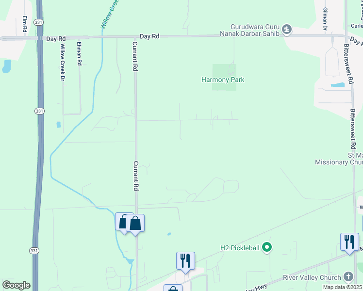 map of restaurants, bars, coffee shops, grocery stores, and more near 13228 Pokagon Street in Mishawaka