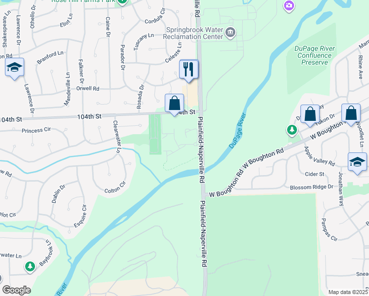 map of restaurants, bars, coffee shops, grocery stores, and more near 1080 Preserve Avenue in Naperville