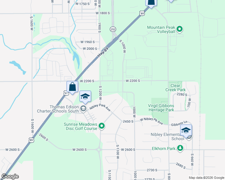 map of restaurants, bars, coffee shops, grocery stores, and more near 1155 West 2200 South in Logan