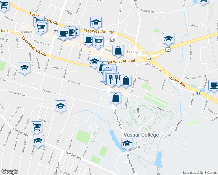 map of restaurants, bars, coffee shops, grocery stores, and more near 52 Raymond Avenue in Arlington