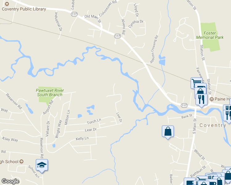 map of restaurants, bars, coffee shops, grocery stores, and more near 28 Sandra Circle in Coventry