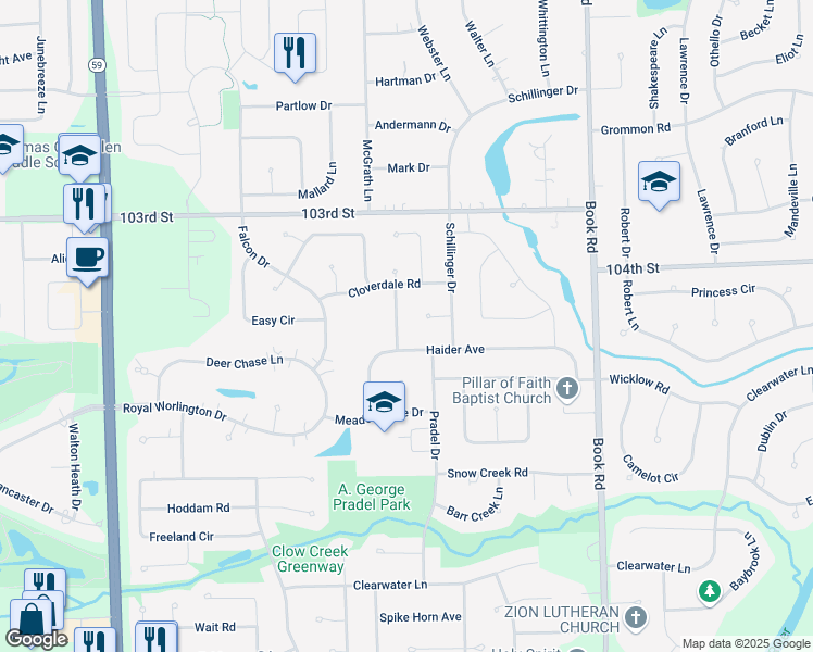 map of restaurants, bars, coffee shops, grocery stores, and more near 4111 Joe Willie Drive in Naperville