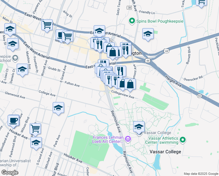 map of restaurants, bars, coffee shops, grocery stores, and more near 48 New York 376 in Arlington