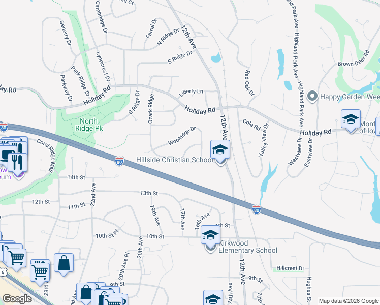 map of restaurants, bars, coffee shops, grocery stores, and more near 1334 Sweeting Ln in Coralville
