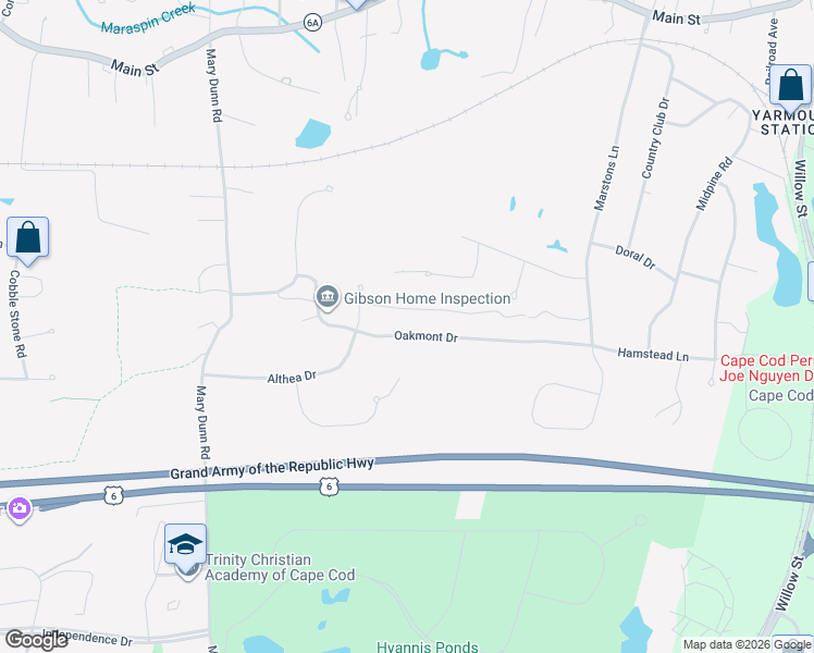 map of restaurants, bars, coffee shops, grocery stores, and more near 196 Oakmont Drive in Barnstable