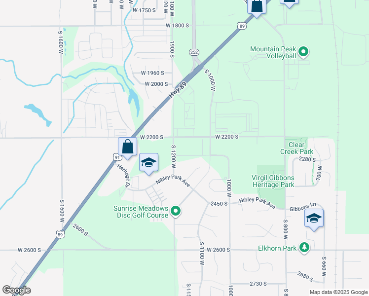 map of restaurants, bars, coffee shops, grocery stores, and more near 2237 South 1150 West in Nibley
