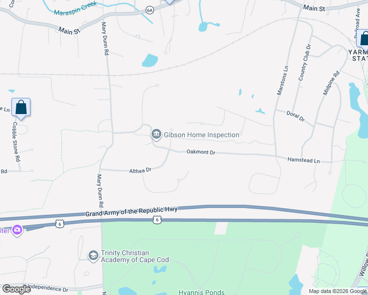 map of restaurants, bars, coffee shops, grocery stores, and more near 196 Oakmont Drive in Barnstable