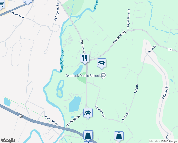 map of restaurants, bars, coffee shops, grocery stores, and more near 19 Mapleview Road in Poughkeepsie