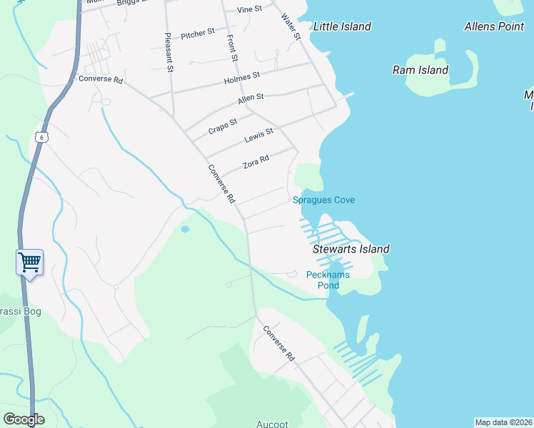 map of restaurants, bars, coffee shops, grocery stores, and more near 18 Cove Street in Marion