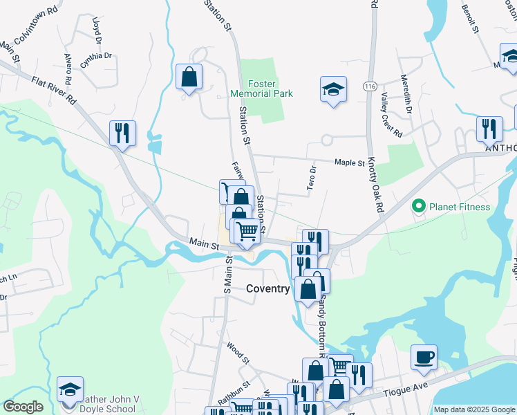 map of restaurants, bars, coffee shops, grocery stores, and more near 60 Station Street in Coventry