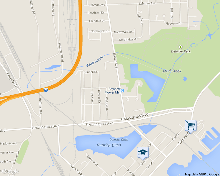 map of restaurants, bars, coffee shops, grocery stores, and more near 3662 Waldorf Drive in Toledo