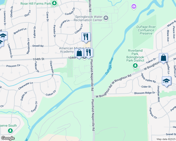 map of restaurants, bars, coffee shops, grocery stores, and more near 1015 Preserve Avenue in Naperville