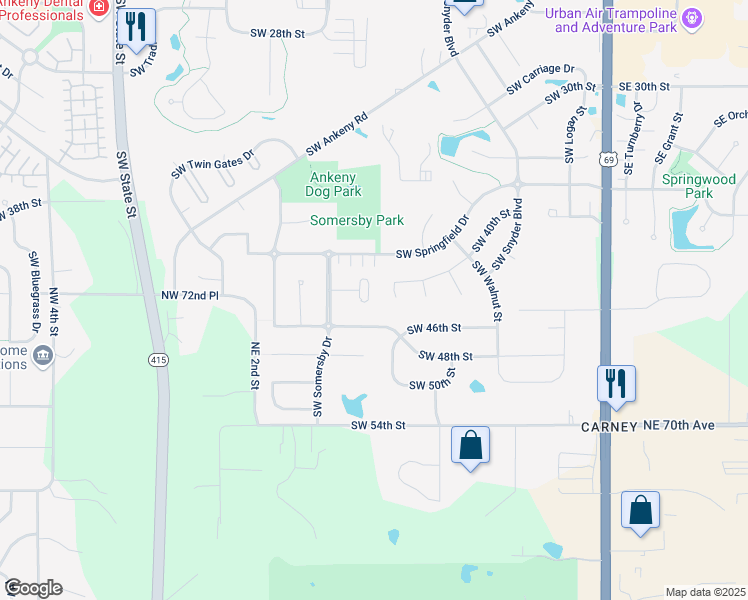 map of restaurants, bars, coffee shops, grocery stores, and more near 4315 Southwest Harmony Circle in Ankeny