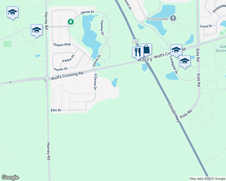 map of restaurants, bars, coffee shops, grocery stores, and more near 2800 emblem cir in Oswego