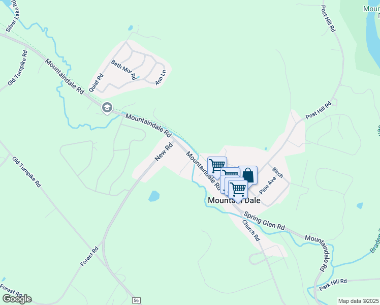 map of restaurants, bars, coffee shops, grocery stores, and more near 204 Mountaindale Main in Mountain Dale