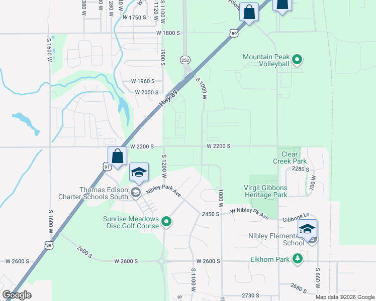 map of restaurants, bars, coffee shops, grocery stores, and more near 2206 South 1120 West in Logan