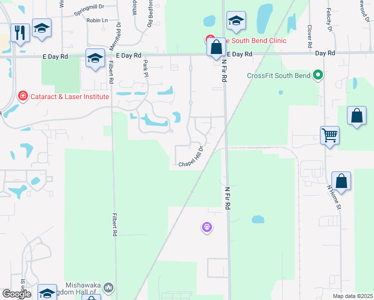 map of restaurants, bars, coffee shops, grocery stores, and more near 3409 Savannah Pass in Mishawaka