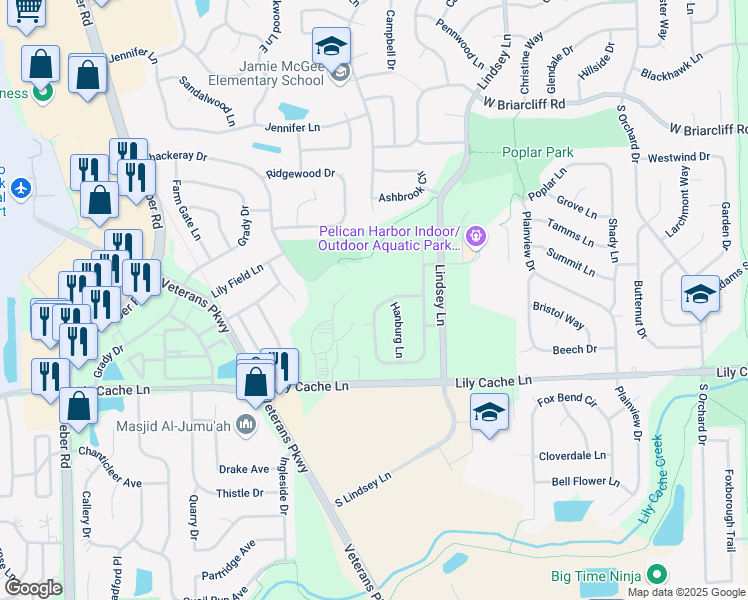 map of restaurants, bars, coffee shops, grocery stores, and more near 356 Claridge Circle in Bolingbrook