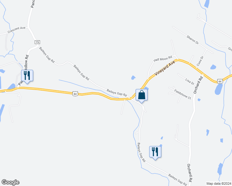 map of restaurants, bars, coffee shops, grocery stores, and more near 220 Baileys Gap Road in Highland