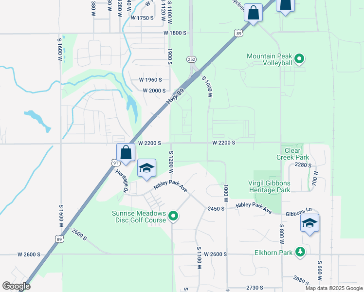 map of restaurants, bars, coffee shops, grocery stores, and more near 2203 South 1150 West in Logan