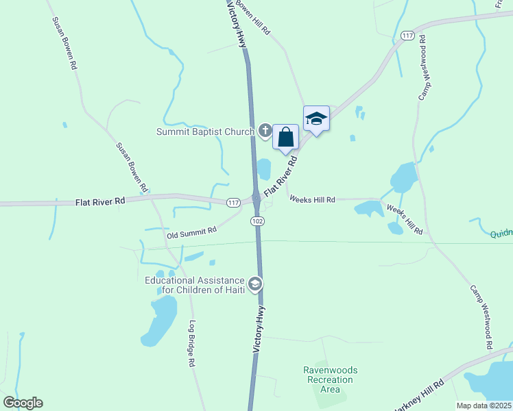 map of restaurants, bars, coffee shops, grocery stores, and more near Rhode Island 102 in Coventry