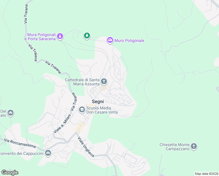map of restaurants, bars, coffee shops, grocery stores, and more near 5 Via Maria Valenzi in Segni