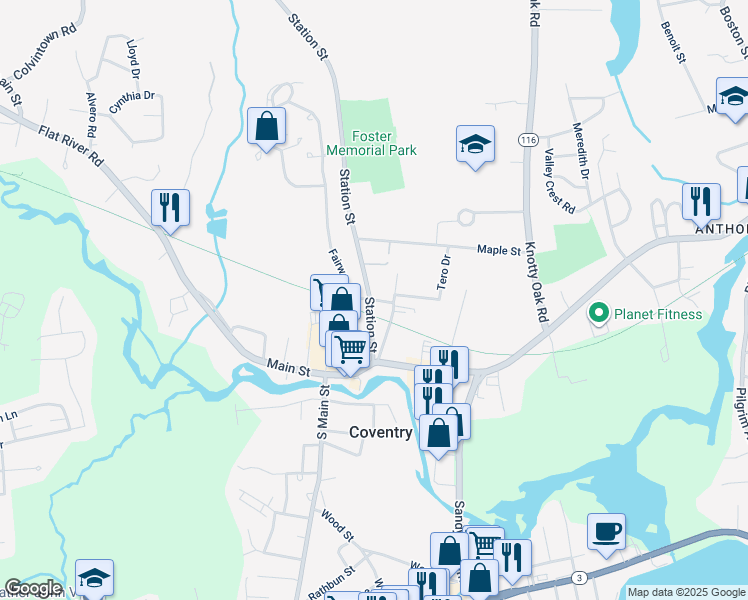 map of restaurants, bars, coffee shops, grocery stores, and more near 60 Station Street in Coventry