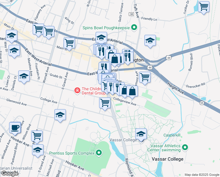 map of restaurants, bars, coffee shops, grocery stores, and more near 48 New York 376 in Arlington