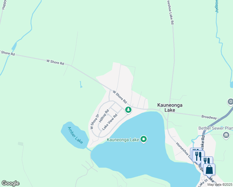 map of restaurants, bars, coffee shops, grocery stores, and more near 87 West Shore Road in Kauneonga Lake